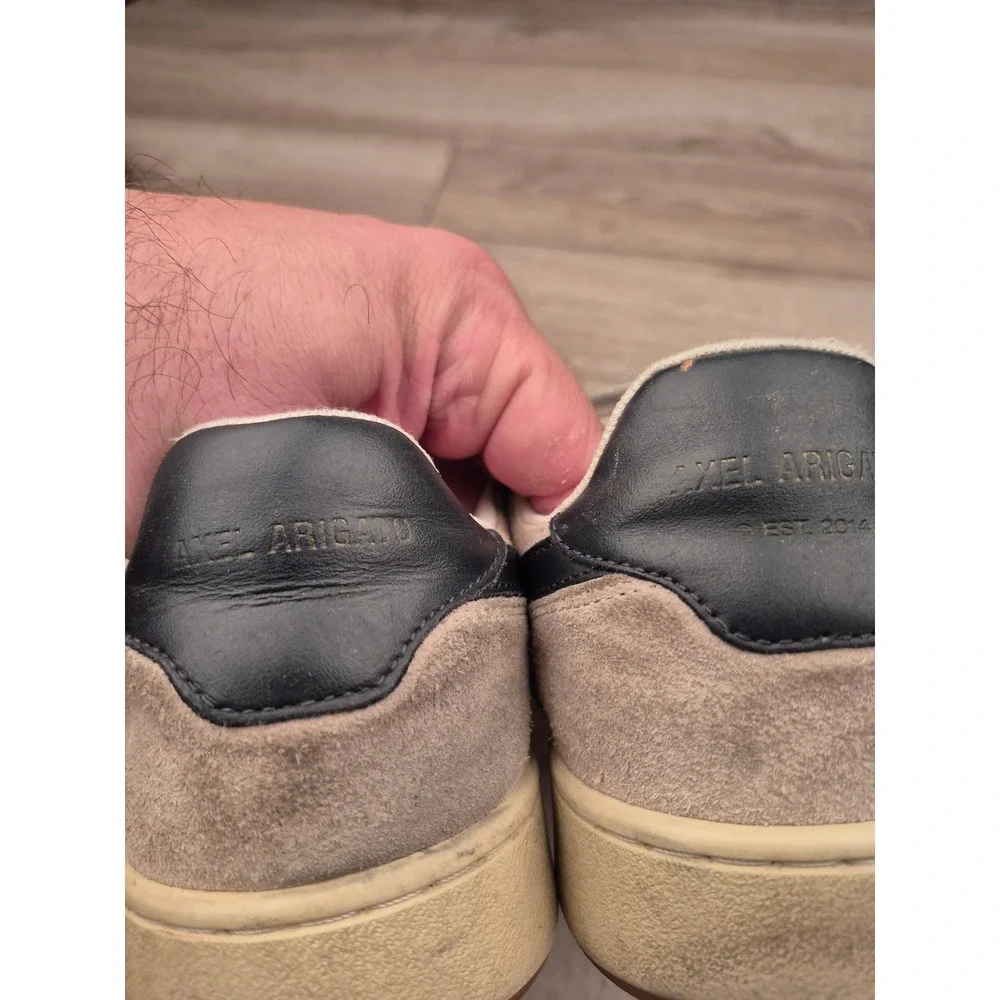 Axel Arigato Dice Lo Beige Gray Suede Navy Leather Low Top Sneakers Mens Sz 9 - Picture 10 of 14